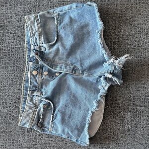 Adorable Zara Light Blue Frayed Jean Shorts